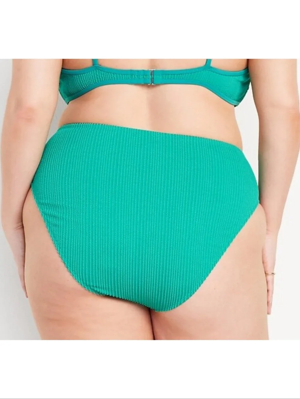 Old Navy High Waisted Textured French Cut Bikini Bottoms Green Size 3X